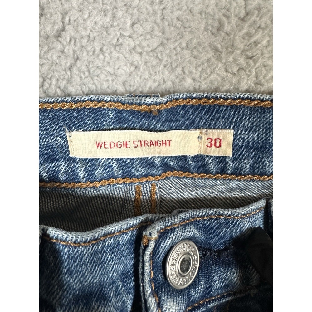 Levi's PREMIUM Wedgie Straight Jeans High Rise BIG E Cotton Distressed‎ 30x28 - Picture 2 of 16